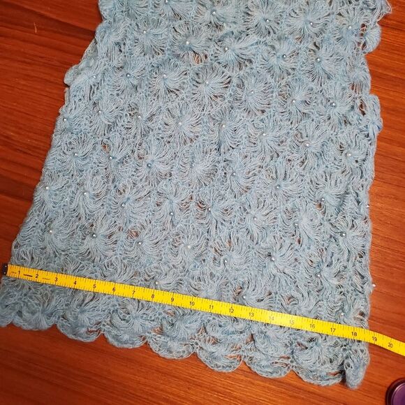 Vintage 60s sleeveless blue knit top small - Picture 5 of 10